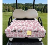 Poceacles Coprisedili universali per golf cart, portatili, resistenti ai raggi UV, accessori per auto da club con 4 tasche, compatibili con carrelli da golf per 2 persone, stampa mucca rosa bianca