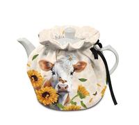 Poceacles Copriteiera con stampa di girasole mucca, copertura antipolvere per teiere, bollitore da tè, isolamento per mantenere la colazione calda, decorazione per cucina e casa