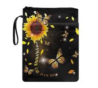 Poceacles Custodia per libro con girasole e farfalle, per gli innamorati, custodia protettiva adatta alla maggior parte dei libri in brossura standard, con copertina rigida, lavabile, colore nero