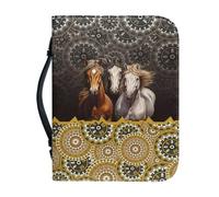 Poceacles Donne Uomini Bibbia Bag Cuoio DELL'UNITÀ di elaborazione Bibbia Copertura Libro Scritture Borse Bibbia Caso Chiesa Borse Studio Bibbia Titolare Tote Bags, Boho Mandala Cavallo, xx-large