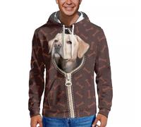 Poceacles Felpa con cappuccio da uomo con cappuccio oversize a maniche lunghe abbigliamento sportivo da allenamento felpe con cappuccio con tasca frontale, Cane Labrador, XXXXXXL