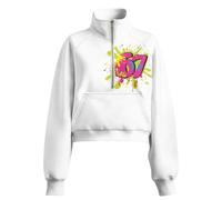 Poceacles Felpe da donna con cerniera, leggera, con foro per il pollice, pullover da allenamento, felpa con cappuccio di base, abiti alla moda, 67 - Stampa Splatter Rosa Verde Bianco, M