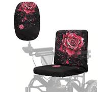 Poceacles Mobility - Coprisedile per sedia a rotelle elettrica, con bordo elastico, protezione professionale per sedia a rotelle, con fibbia regolabile, colore: rosso, rosa, rosso, nero