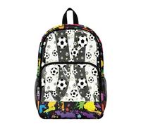 Poceacles Ragazze Ragazzi Trasparente Zaino Borsa Trasparente Bookbag Prescolare Elementare Bambini PVC Trasparente Borsa per Controllo di Sicurezza, Schema di Calcio Splatter, 17", Zaino daypack