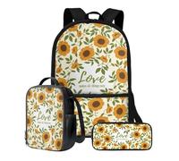 Poceacles Set di 3 zaini con portapranzo e astuccio carino per bambini, stile casual, per scuola materna, scuola elementare, L'amore rende tutte le cose facili, Taglia unica