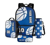 Poceacles Set di 4 zaini per bambini e borsa per il pranzo per ragazzi e ragazze forniture in aula borsa per il pranzo personalizzata astuccio per bottiglia d'acqua zaino personalizzato per laptop da