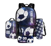 Poceacles Set personalizzato zaino e borsa per il pranzo per ragazze e ragazzi, set da 4 pezzi tra cui zaino leggero borsa portapranzo borsa portamatite, borsa per libri personalizzata, Galaxy Violet