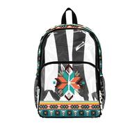 Poceacles Zaini trasparenti per bambini per eventi stadio in PVC trasparente Bookbag scuola elementare prescolare per ragazzi ragazze, Fiore tribale azteco, 17", Zaino daypack