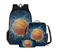 Poceacles Zaino da scuola per studenti di età compresa tra 10 e 12 anni, leggero, con borsa per il pranzo e astuccio per matite, Basket Acqua, medium