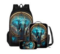 Poceacles Zaino da scuola per studenti di età compresa tra 10 e 12 anni, leggero, con borsa per il pranzo e astuccio per matite, Elefante