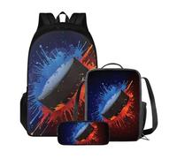 Poceacles Zaino da scuola per studenti di età compresa tra 10 e 12 anni, leggero, con borsa per il pranzo e astuccio per matite, Spruzzi di vernice per hockey su ghiaccio, medium