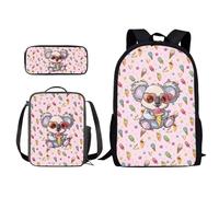 Poceacles Zaino per bambini con portapranzo da picnic, set di 3 pezzi, zaino casual per ragazzi o campeggio, viaggi all'aperto e sport, Gelato Koala, Taglia unica