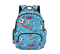 Poceacles Zaino per la scuola per bambini, 43 cm, per ragazzi e ragazze, stile casual, per scuola elementare e media, Calcio Americano Football Blu Oro Stampa, 17", Zaino daypack