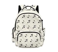 Poceacles Zaino per studenti per scuola e viaggio zaino per computer portatile 17 pollici leggero zaino per scuola elementare media superiore, Note Musicali Bianco Crema, 17", Zaino daypack
