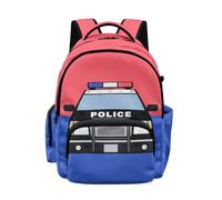 Poceacles Zaino per studenti per scuola e viaggio zaino per computer portatile 17 pollici leggero zaino per scuola elementare media superiore, Stampa Auto Polizia Rosa Blu, 17", Zaino daypack