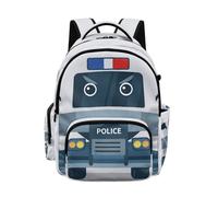 Poceacles Zaino scolastico per bambini da 17 pollici per ragazzi e ragazze grande capacità borsa per la scuola borsa per libri cinghie imbottite zaino per la scuola, Stampa auto della polizia, 17