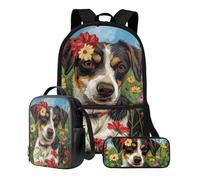 Poceacles Zaino scolastico per bambini, leggero, per studenti, con astuccio portapranzo, materiale scolastico, Bourne Mountain Dog, Taglia unica