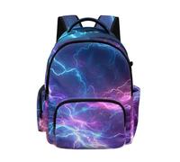 Poceacles Zaino scolastico per ragazze e ragazzi, grande capacità, per libri, viaggi, laptop, per bambini e ragazzi, Stampa Fulmini Blu Viola, 17", Zaino daypack