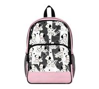 Poceacles Zaino trasparente da 17 pollici di grande capacità per bambini ragazzi ragazze trasparente Bookbag PVC scuola borsa per lo stadio di viaggio, Simpatico motivo cane dalmata rosa, 17", Zaino