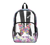Poceacles Zaino trasparente da 17 pollici di grande capacità per bambini ragazzi ragazze trasparente Bookbag PVC scuola borsa per lo stadio di viaggio, Farfalla floreale Tie-dye, 17", Zaino daypack