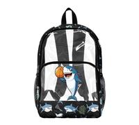 Poceacles Zaino trasparente da 17 pollici per bambini e adolescenti, borsa trasparente in PVC per il rientro a scuola, Shark Basket Nero, 17", Zaino daypack