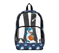 Poceacles Zaino trasparente da 17 pollici per bambini e adolescenti, borsa trasparente in PVC per il rientro a scuola, Shark Basket Blu, 17", Zaino daypack
