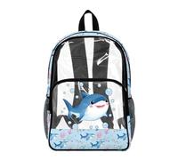 Poceacles Zaino trasparente da 17 pollici per bambini e adolescenti, borsa trasparente in PVC per il rientro a scuola, Shark Bubble Blu Corallo, 17", Zaino daypack