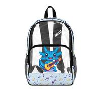 Poceacles Zaino trasparente per bambini in età prescolare elementare in PVC trasparente per la sicurezza di viaggio dello stadio scolastico, Axolotl Nota Musicale Blu, 17", Zaino daypack