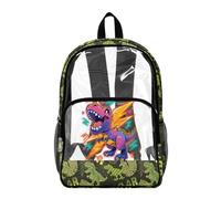 Poceacles Zaino trasparente per ragazzi e ragazze per bambini borsa scolastica trasparente carino stampato in PVC Bookbag per la scuola media elementare, T-rex Dinosauro Fulmine, 17", Zaino daypack