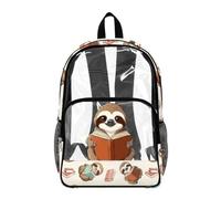 Poceacles Zaino trasparente per ragazzi e ragazze, per lo stadio, da viaggio, per la scuola, in PVC, resistente, per bambini e ragazzi, Motivo libro bradipo beige, 17", Zaino daypack