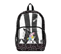 Poceacles Zaino trasparente per ragazzi e ragazze, per lo stadio, da viaggio, per la scuola, in PVC, resistente, per bambini e ragazzi, Colibrì Floreale Nero, 17", Zaino daypack
