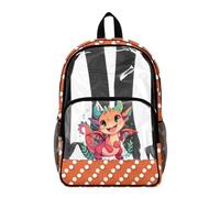 Poceacles Zaino trasparente per ragazzi e ragazze, per lo stadio, da viaggio, per la scuola, in PVC, resistente, per bambini e ragazzi, Drago Pois Arancione, 17", Zaino daypack