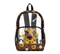 Poceacles Zaino trasparente per ragazzi ragazze resistente PVC trasparente Bookbag 2026 Back to School Essentials Kids Clear Bag, Farfalla Girasole Margherita Mucca High, 17", Zaino daypack