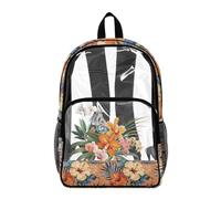 Poceacles Zaino trasparente per ragazzi ragazze resistente PVC trasparente Bookbag 2026 Back to School Essentials Kids Clear Bag, Arancione Floreale, 17", Zaino daypack