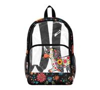 Poceacles Zaino trasparente per ragazzi ragazze resistente PVC trasparente Bookbag 2026 Back to School Essentials Kids Clear Bag, Cane Floreale Girasole Rosa Nero, 17", Zaino daypack