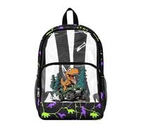 Poceacles Zaino trasparente per ragazzi ragazze resistente PVC trasparente Bookbag 2026 Back to School Essentials Kids Clear Bag, Cartone animato dinosauro Atv Pattern, 17", Zaino daypack