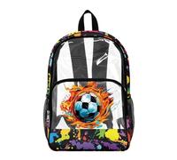 Poceacles Zaino trasparente per ragazzi ragazze resistente PVC trasparente Bookbag 2026 Back to School Essentials Kids Clear Bag, Stampa Calcio Splatter, 17", Zaino daypack