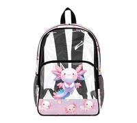 Poceacles Zaino trasparente trasparente per bambini, in PVC, per lo stadio, sport, viaggi, sicurezza, Axolotl Rosa, 17", Zaino daypack