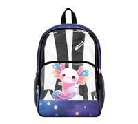 Poceacles Zaino trasparente trasparente per bambini, in PVC, per lo stadio, sport, viaggi, sicurezza, Axolotl Galaxy Viola, 17", Zaino daypack