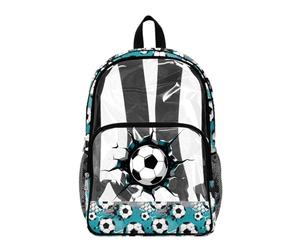 Poceacles Zaino trasparente trasparente per bambini, in PVC, per lo stadio, sport, viaggi, sicurezza, Calcio Grigio Teal, 17", Zaino daypack