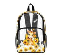 Poceacles Zaino trasparente trasparente per bambini, in PVC, per lo stadio, sport, viaggi, sicurezza, Giraffa Giraffa Girasole Farfalla Giallo, 17", Zaino daypack
