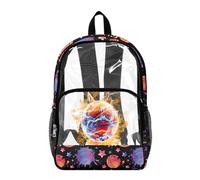 Poceacles Zaino trasparente trasparente per bambini, in PVC, per lo stadio, sport, viaggi, sicurezza, Modello basket, 17", Zaino daypack