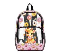 Poceacles Zaino trasparente trasparente per bambini, in PVC, per lo stadio, sport, viaggi, sicurezza, Motivo Giraffa Ciambella Rosa, 17", Zaino daypack