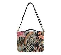 Poceacles Zebra Flora Stampa Bibbia Cover con manico e tracolla Custodia Bibbia Chiesa Cancelleria Borsa Accessori Bibbia Multifunzionale Custodia Bibbia in pelle Impermeabile Bibbia Tote Case