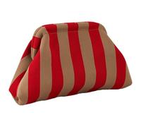 Pochette a maglia 31 x 17 x 13 cm | Pochette da spiaggia da donna in tessuto di nylon poliestere motivo a colori blocco, chiusura lampo, bacio borsa da spiaggia da sera matrimonio regalo, Oro