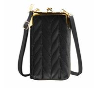 Pochette a tracolla per smartphone in similpelle trapuntata multi-scomparto nera
