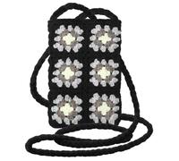 Pochette a tracolla per smartphone quadrati all'uncinetto serie SquareWeave nera
