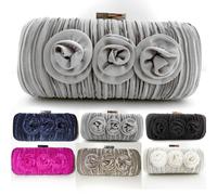 Pochette ARGENTO Clutch CERIMONIA Baguette Raso borsa elegante stola ENTRA D0256