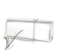 Pochette argento elegante cerimonia raso argentata clutch gioiello da donna sera