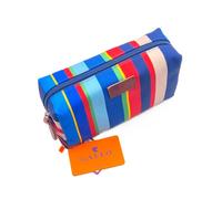 Pochette Bauletto Beauty Case Unisex rigato Multicolor Blu Royal Amaranto Zip